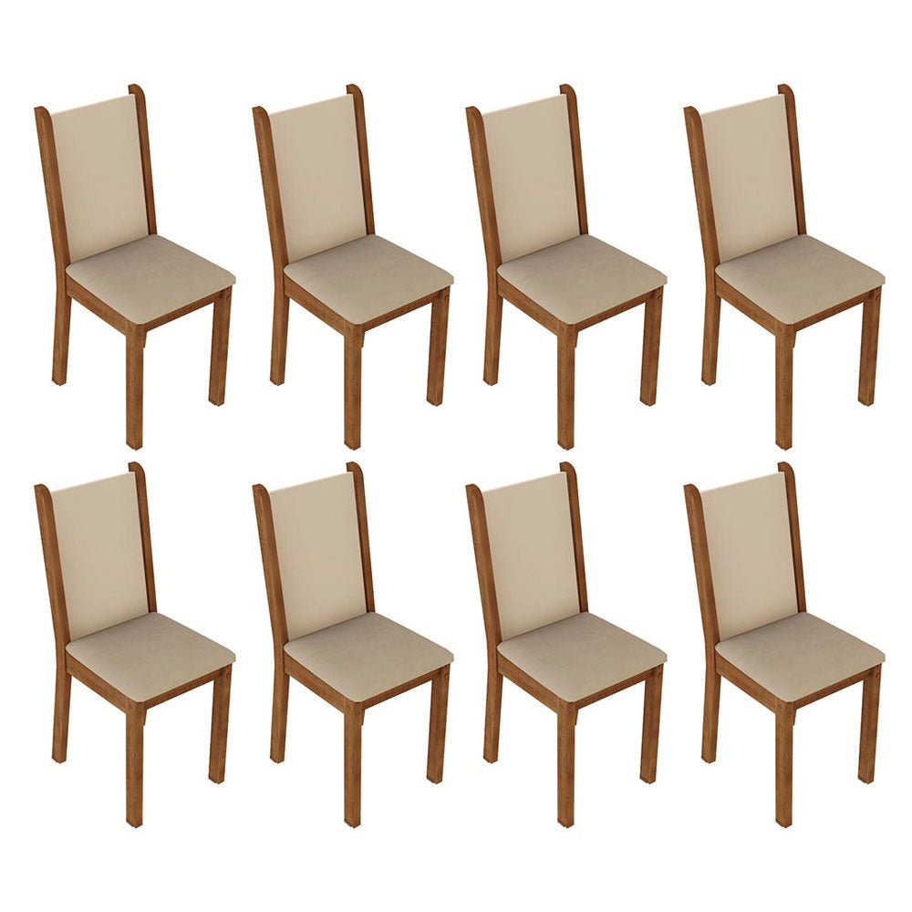 Comedor Marisa Marron y Crema 136x77cm Cuadrado de 8 Puestos con 8 Sillas - COMEDORES | Bylmo
