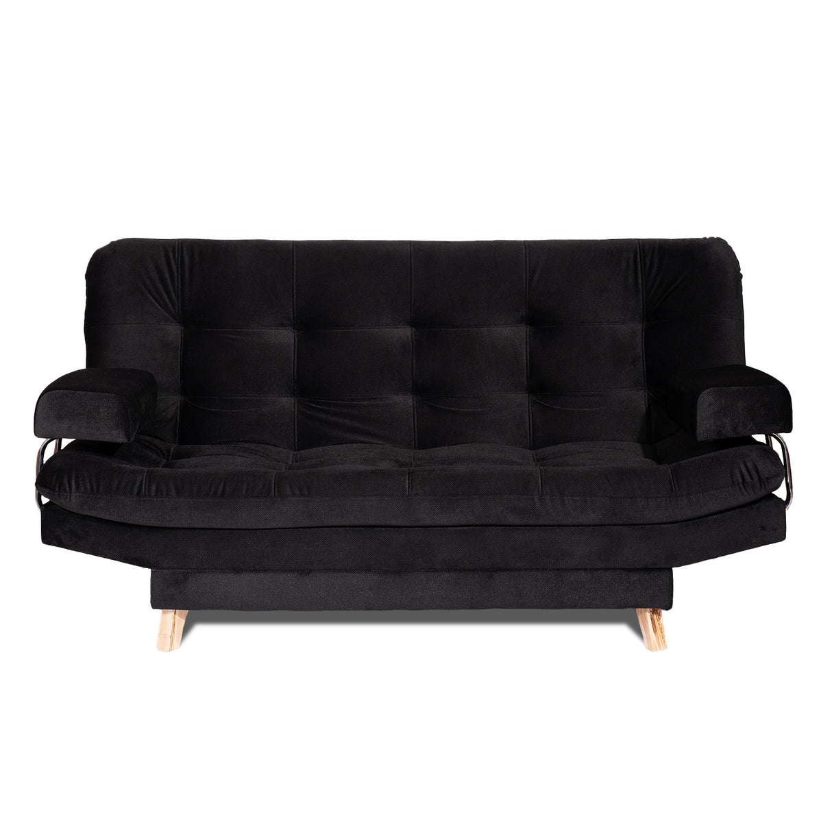 Sofá Cama Valencia Negro 180x85cm De Tres Puestos Antifluido con Patas - SOFAS Y POLTRONAS | Bylmo