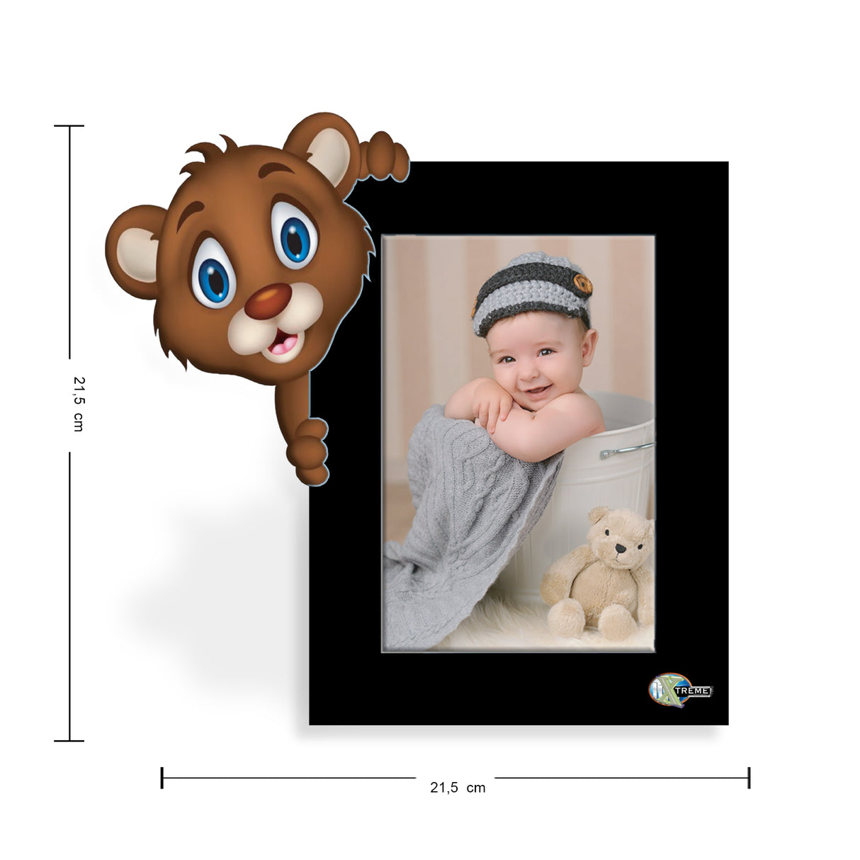 Portarretrato Kids Negro 21.5x21.5cm sin Marco y con Vidrio Protector - PORTARRETRATOS | Bylmo