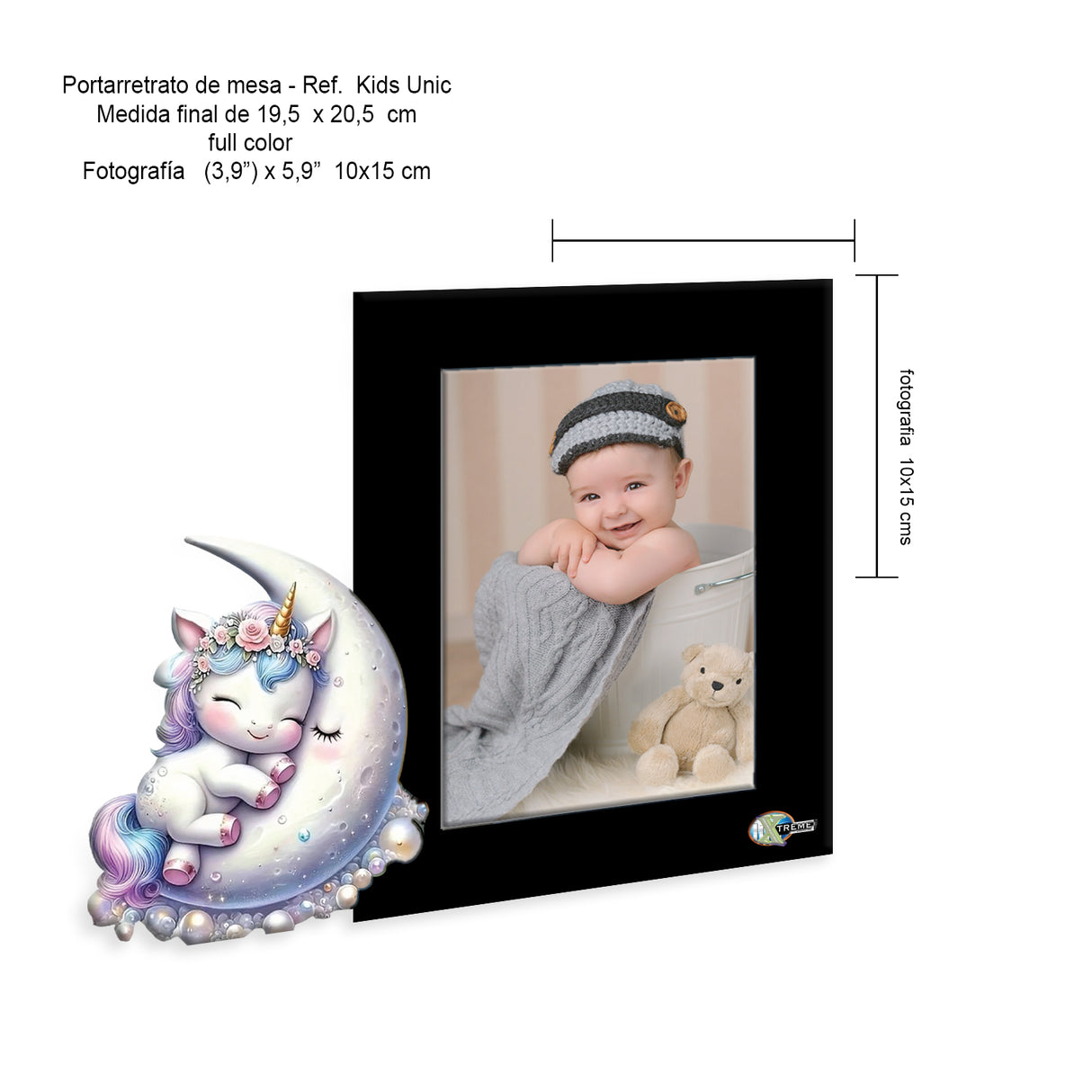 Portarretrato Kids Negro 21.5x19.5cm sin Marco y con Vidrio Protector - PORTARRETRATOS | Bylmo
