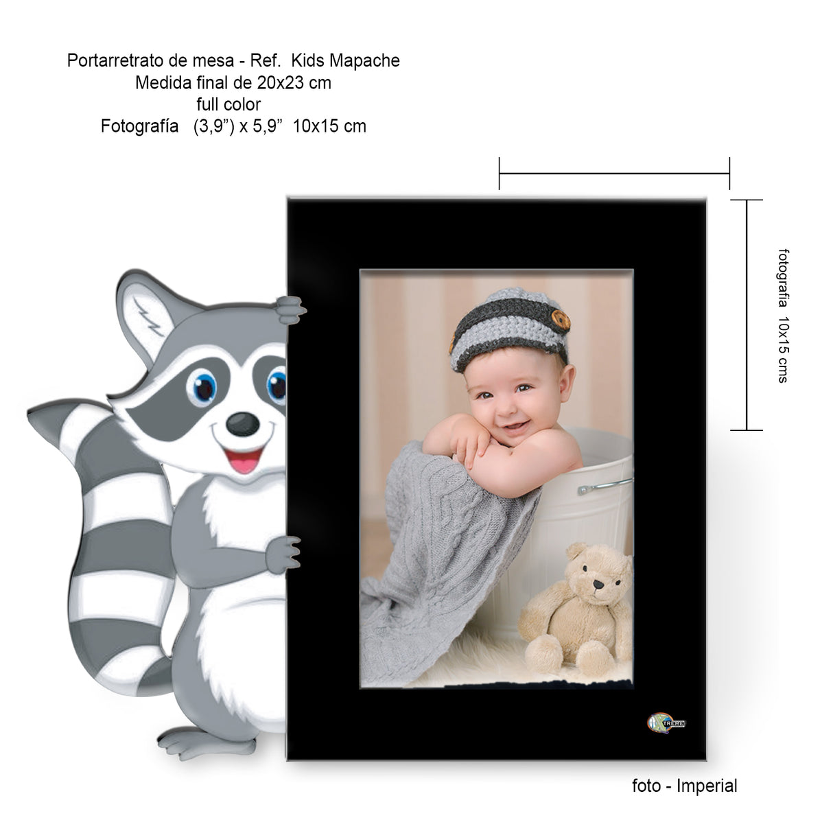 Portarretrato Kids Negro 23x20cm sin Marco y con Vidrio Protector - PORTARRETRATOS | Bylmo