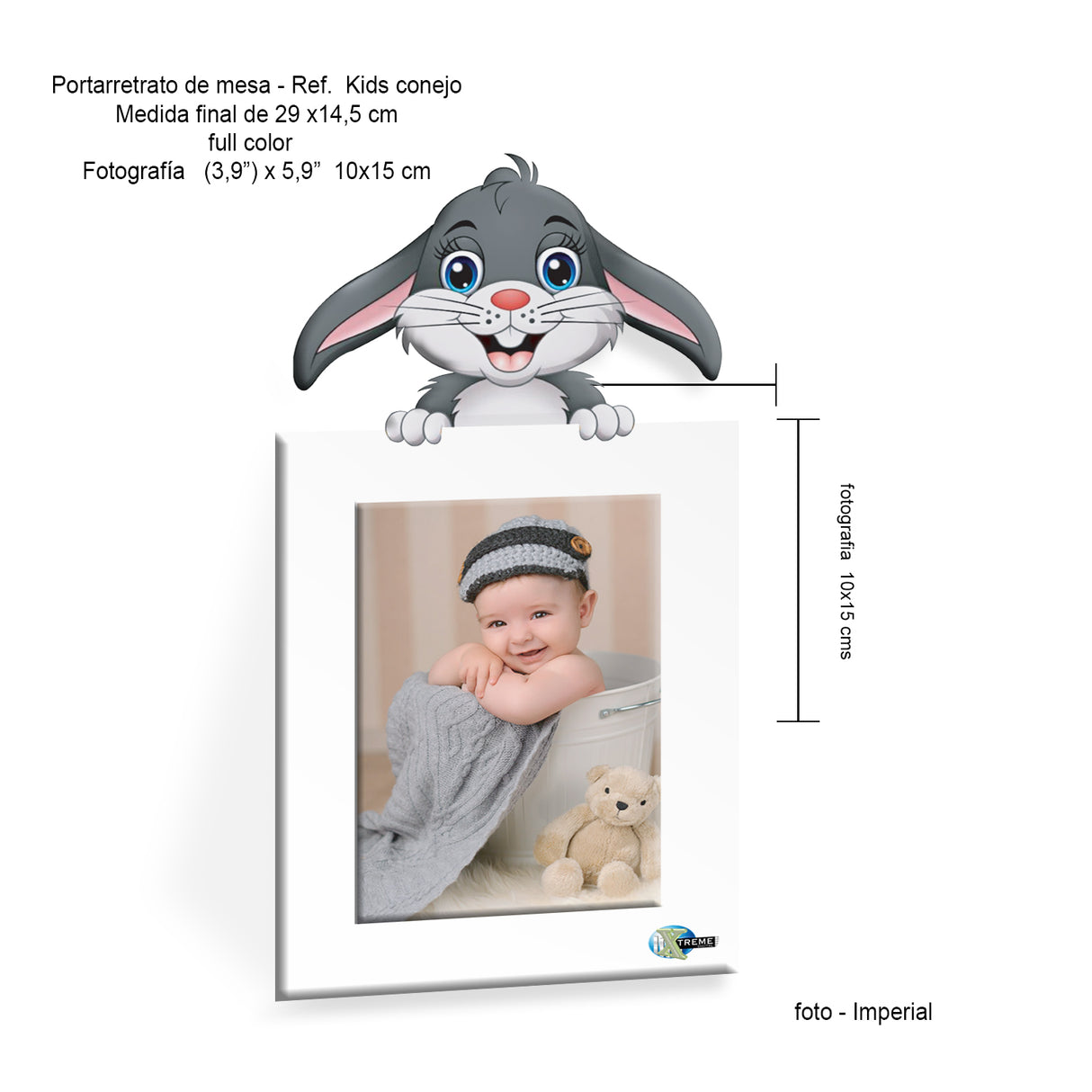 Portarretrato Kids Blanco 29x14.5cm sin Marco y con Vidrio Protector - PORTARRETRATOS | Bylmo