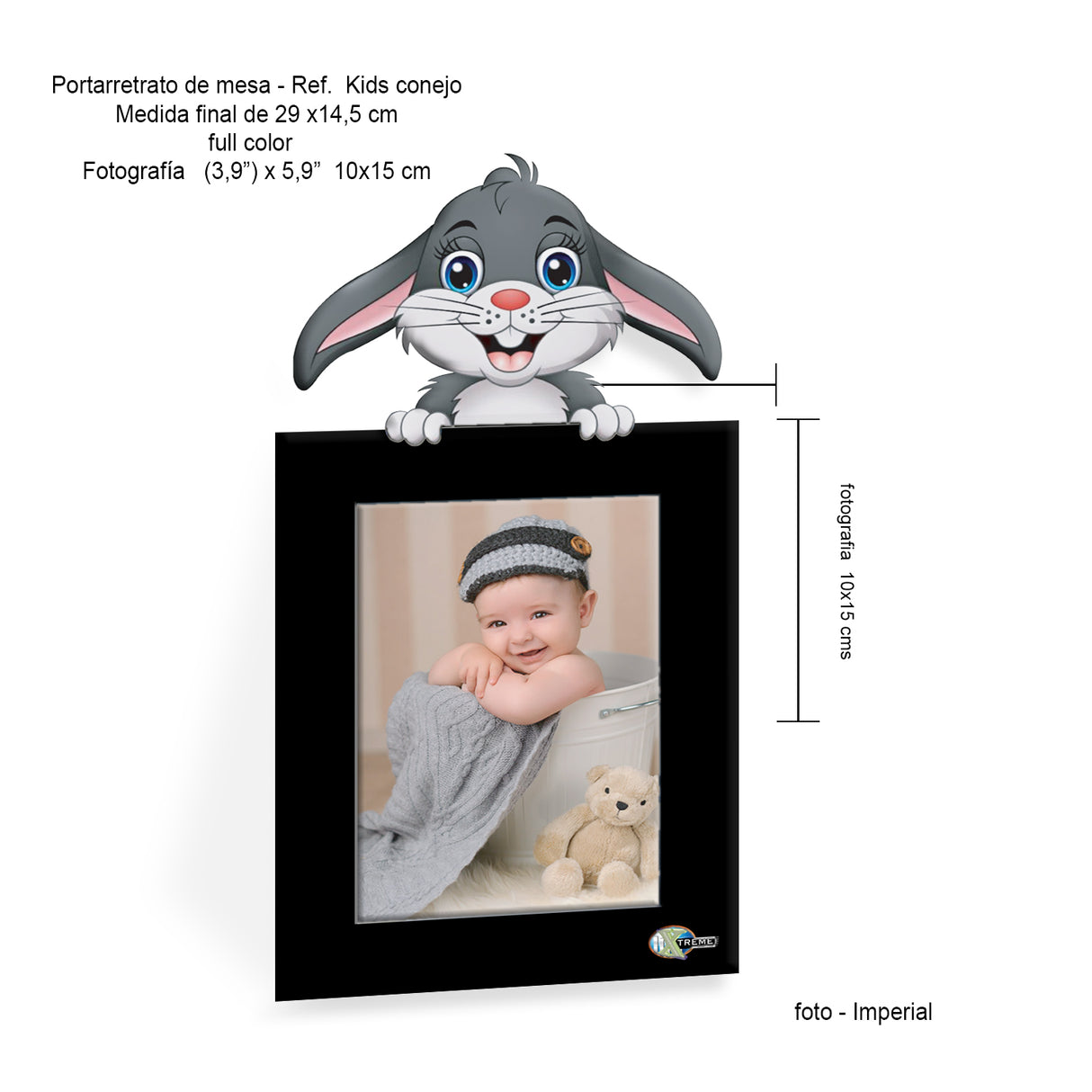 Portarretrato Kids Negro 29x14.5cm sin Marco y con Vidrio Protector - PORTARRETRATOS | Bylmo