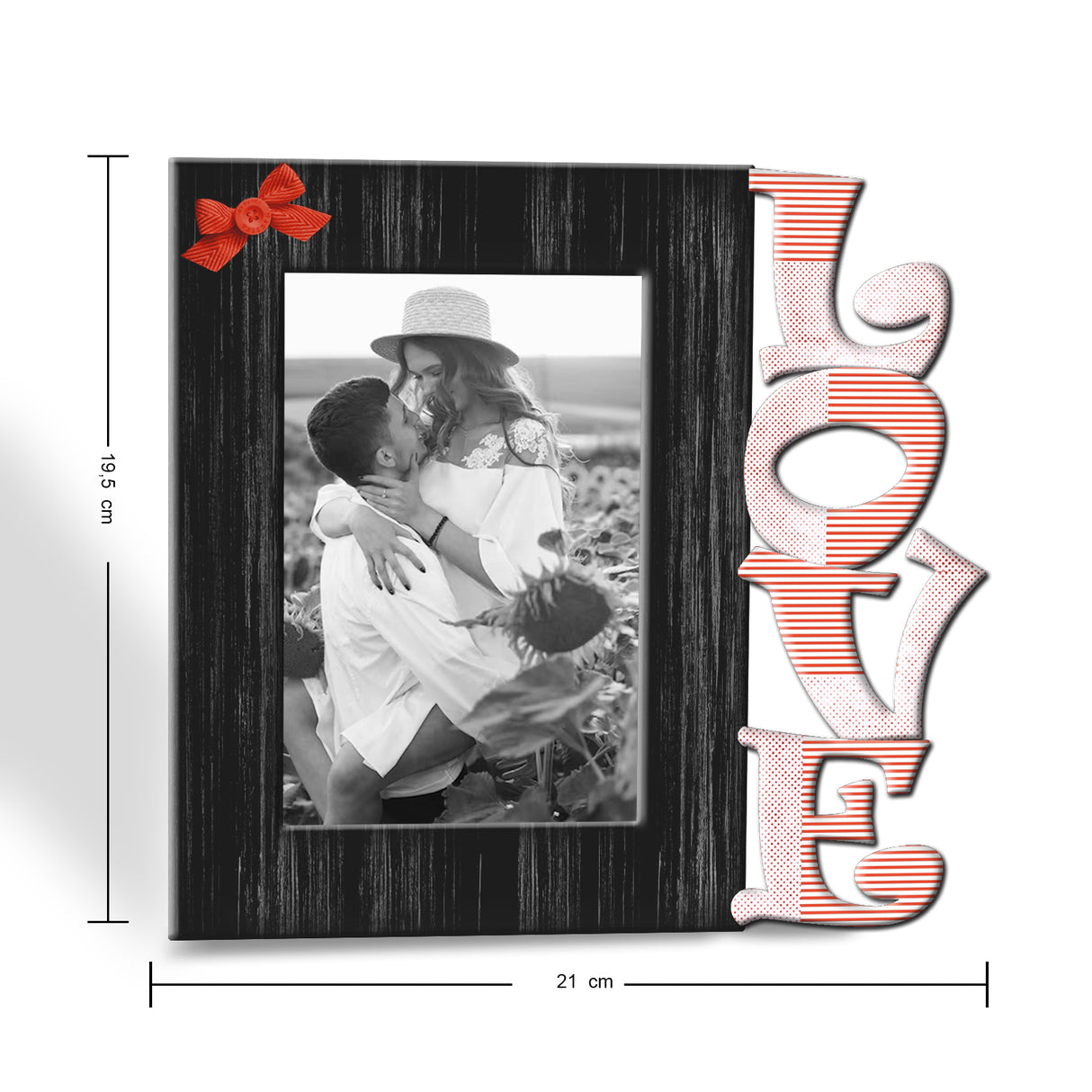 Portarretrato Love Negro y Rojo 21x19.5cm sin Marco y con Vidrio Protector - PORTARRETRATOS | Bylmo