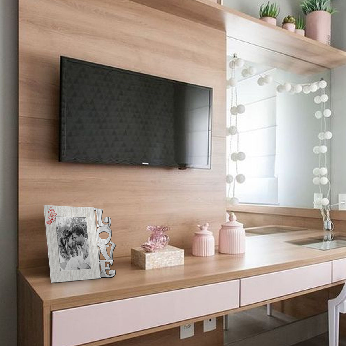 Portarretrato Love C Gris 21x19.5cm sin Marco y con Vidrio Protector - PORTARRETRATOS | Bylmo