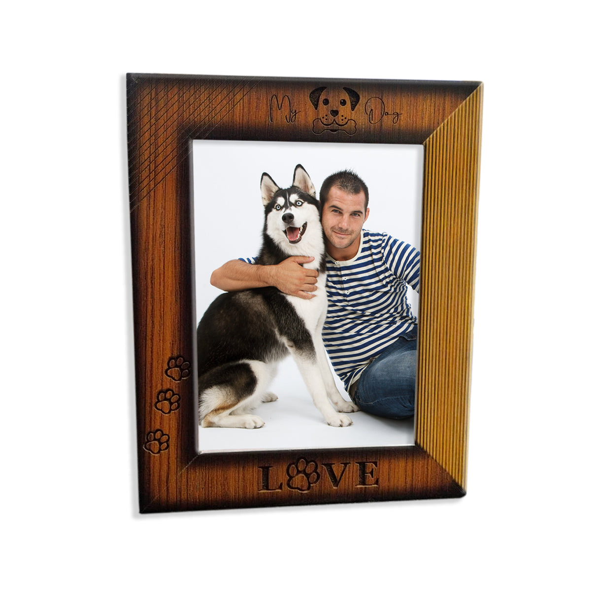 Portarretrato Love Dog Madera Clara Natural 22.5x27.5cm sin Marco y con Vidrio Protector - PORTARRETRATOS | Bylmo