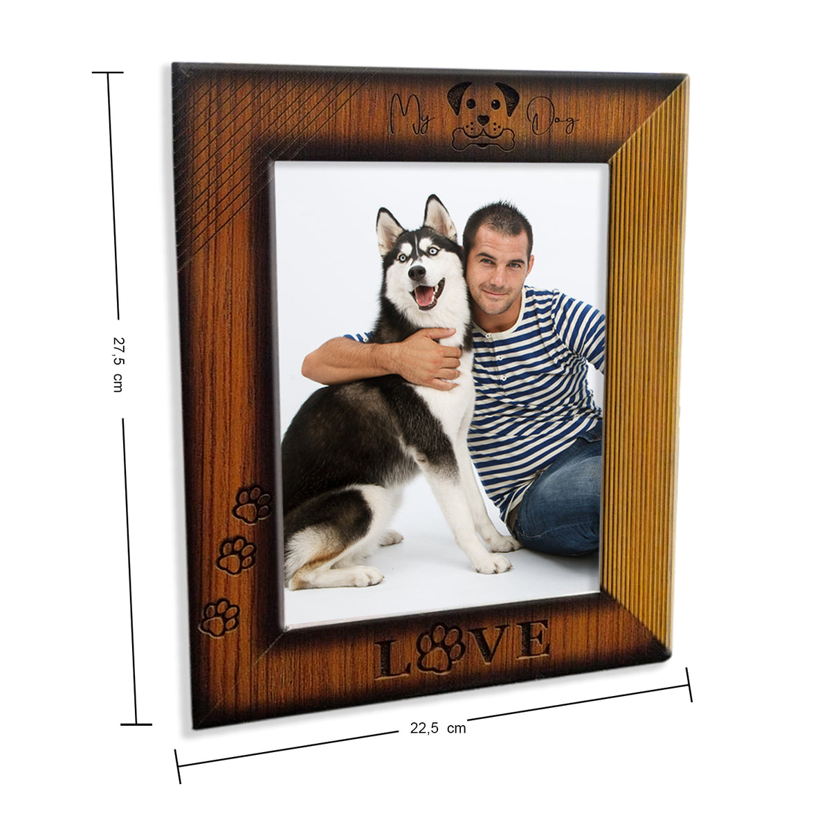 Portarretrato Love Dog Madera Clara Natural 22.5x27.5cm sin Marco y con Vidrio Protector - PORTARRETRATOS | Bylmo