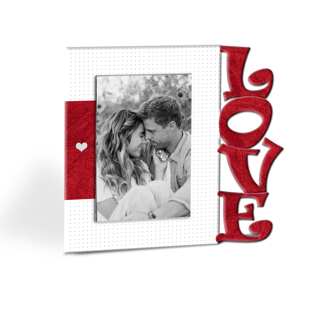 Portarretrato Love Point Blanco y Rojo 21x19.5cm sin Marco y con Vidrio Protector - PORTARRETRATOS | Bylmo
