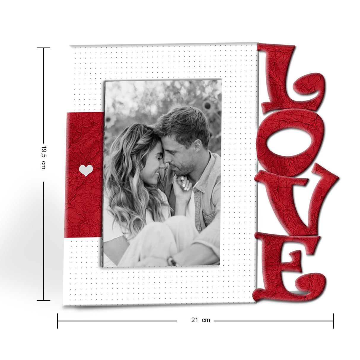 Portarretrato Love Point Blanco y Rojo 21x19.5cm sin Marco y con Vidrio Protector - PORTARRETRATOS | Bylmo
