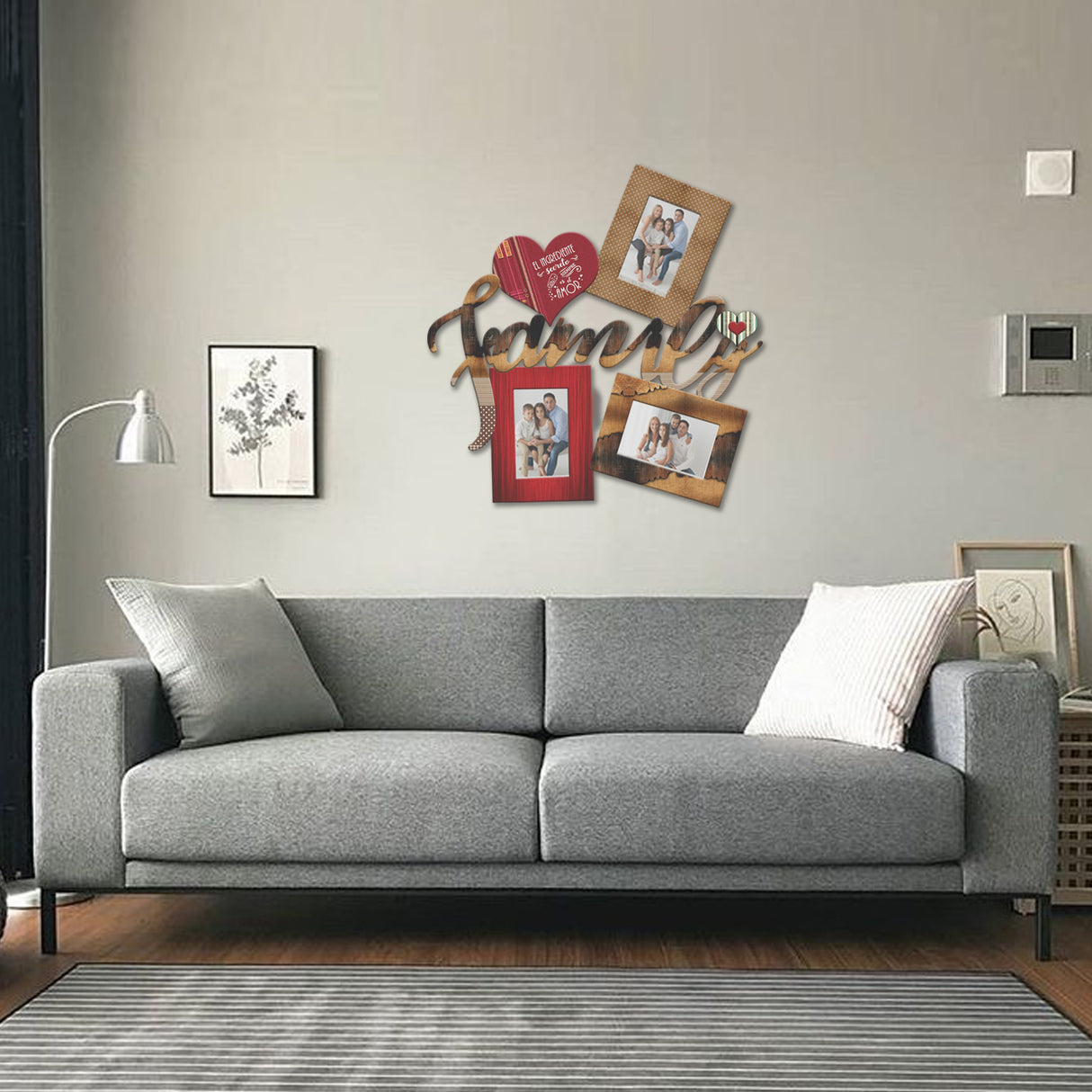 Cuadro Portarretrato Family Madera y Rojo 48.5x49.5cm sin Marco y con Vidrio Protector - PORTARRETRATOS | Bylmo