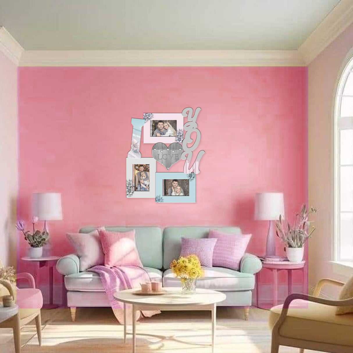 Cuadro Portarretrato You Rosa 46x38cm sin Marco y con Vidrio Protector - PORTARRETRATOS | Bylmo