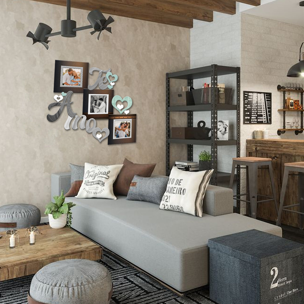 Cuadro Portarretrato Te Amo Cafe 45.5x43cm sin Marco y con Vidrio Protector - PORTARRETRATOS | Bylmo