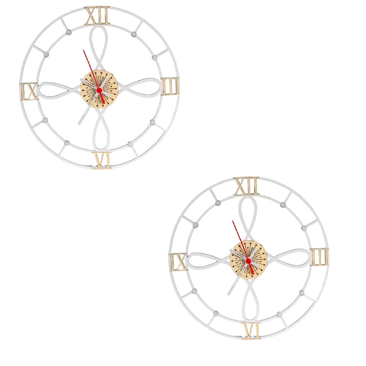 Set X 2 Relojes de Pared Gothic Blanco 31x31cm Circular Analogo de Baterias - RELOJES | Bylmo