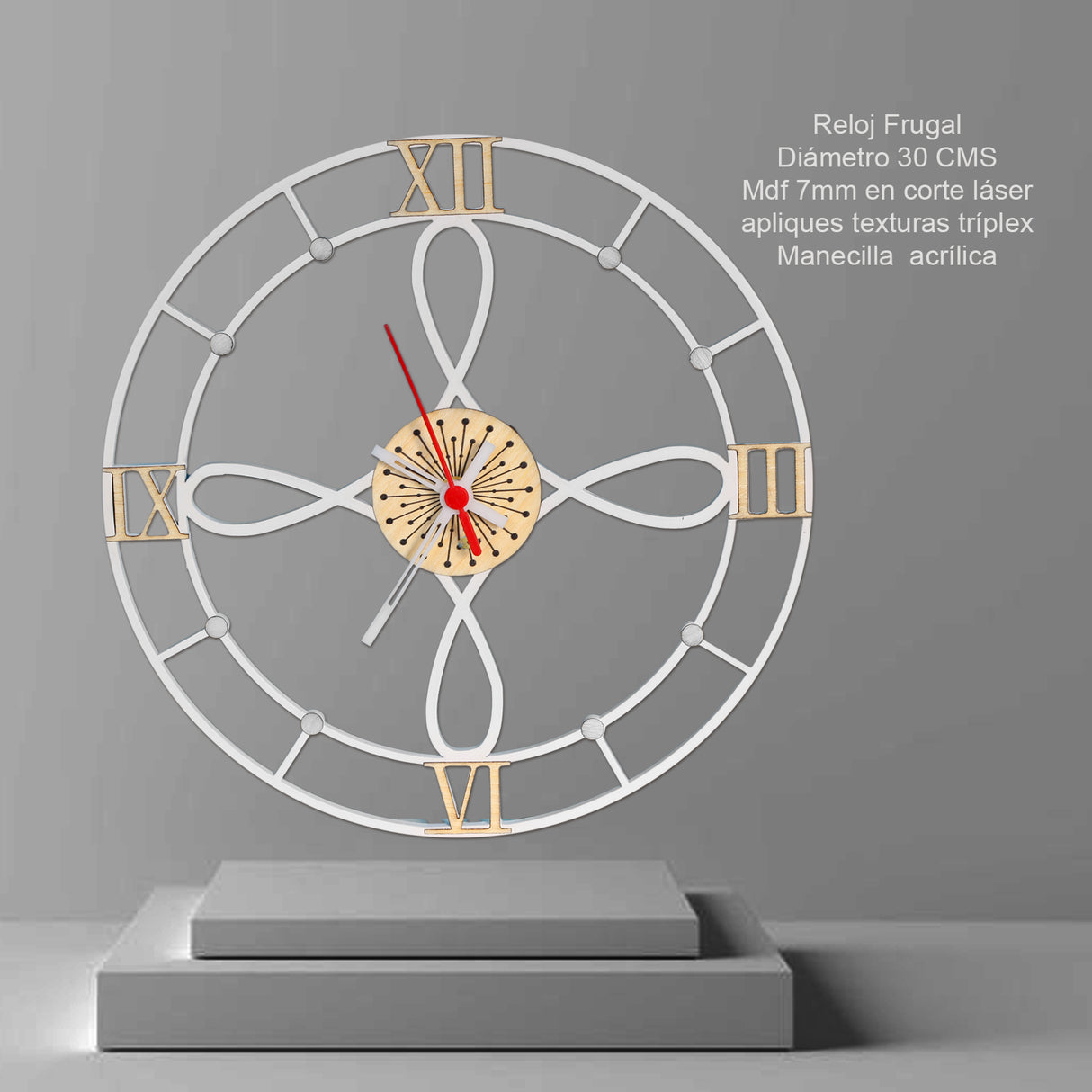 Set X 2 Relojes de Pared Gothic Blanco 31x31cm Circular Analogo de Baterias - RELOJES | Bylmo