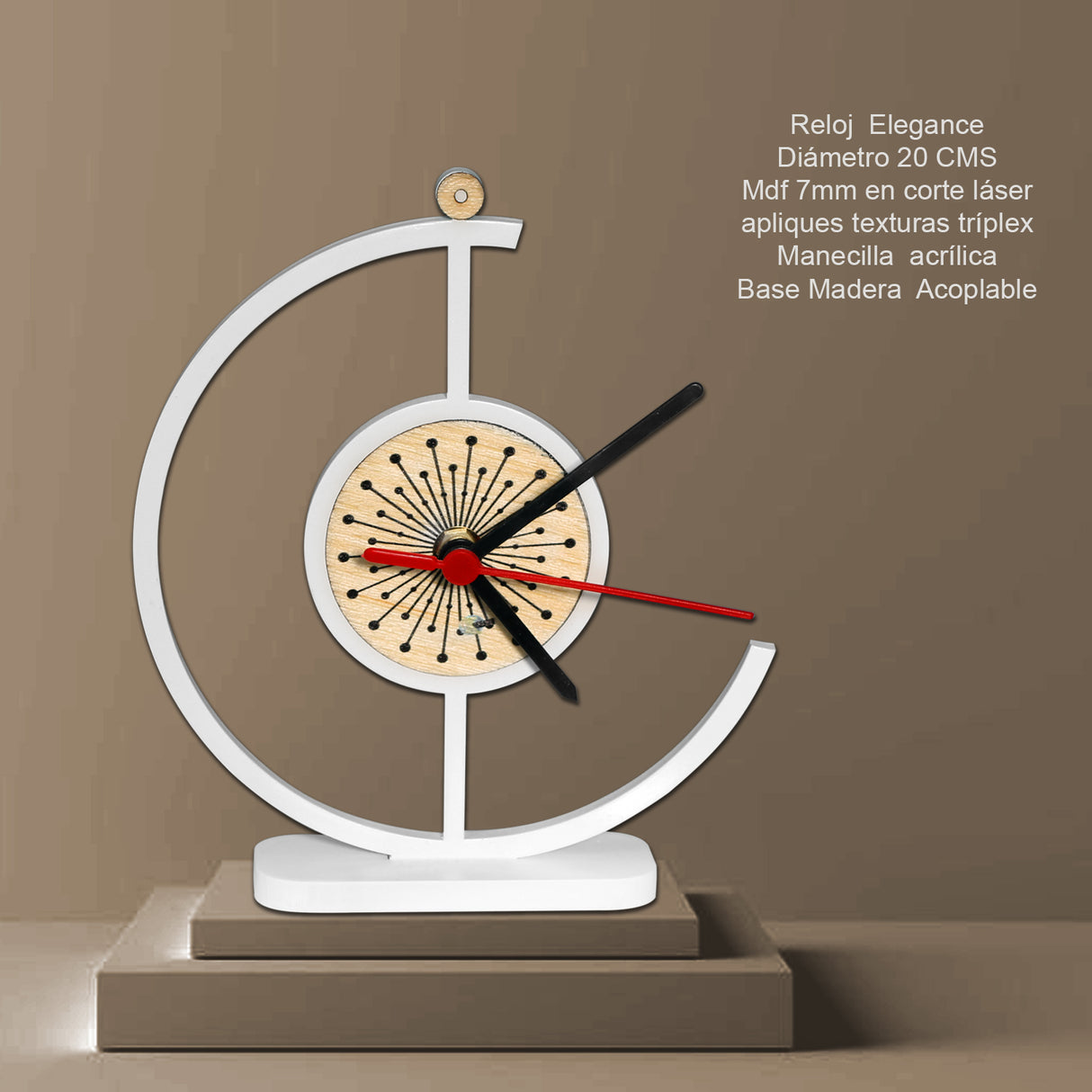 Set X 2 Relojes de Mesa Elegance Blanco 20x20cm Circular Analogo de Baterias - RELOJES | Bylmo