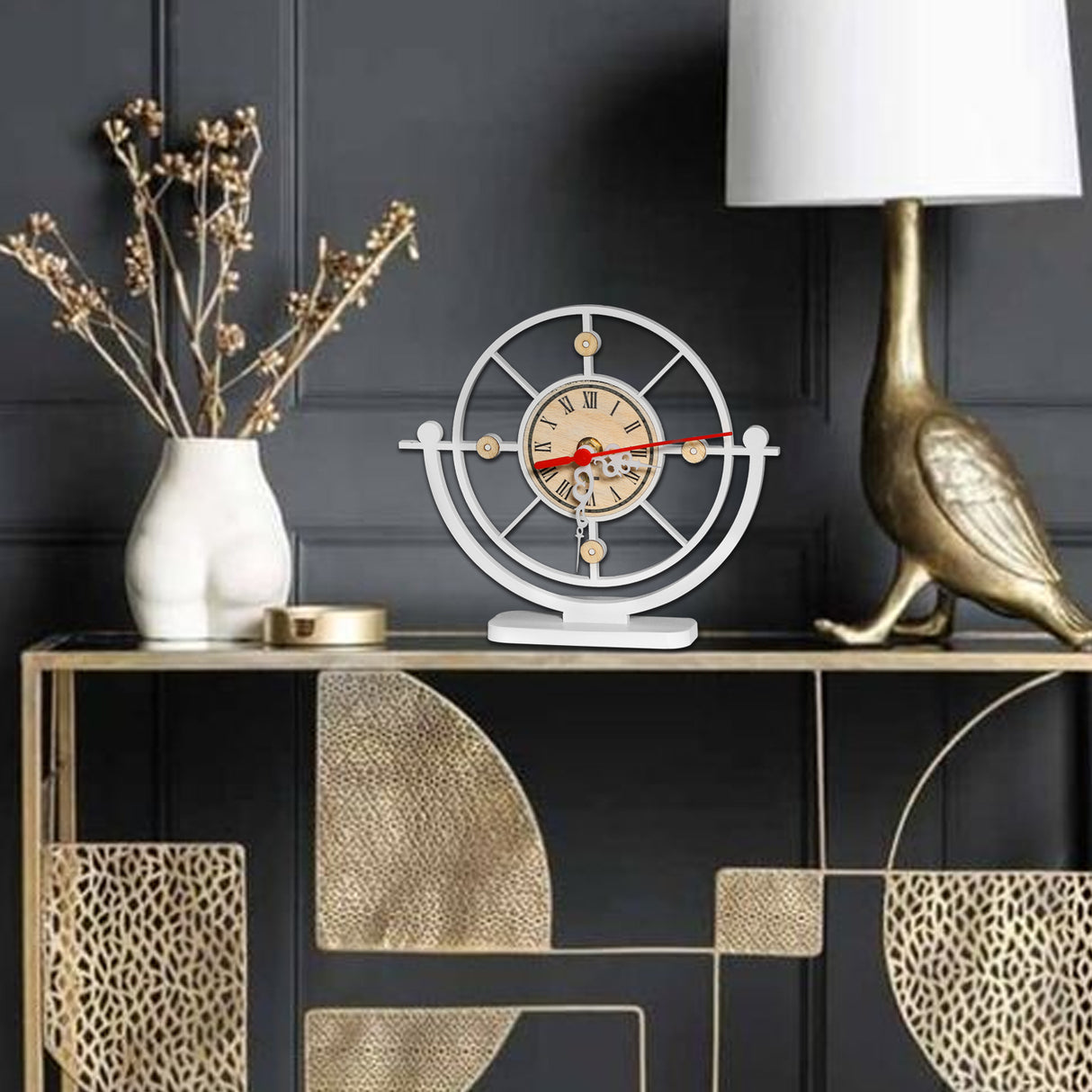 Reloj de Mesa Indigo Blanco 20x20cm Circular Analogo de Baterias - RELOJES | Bylmo