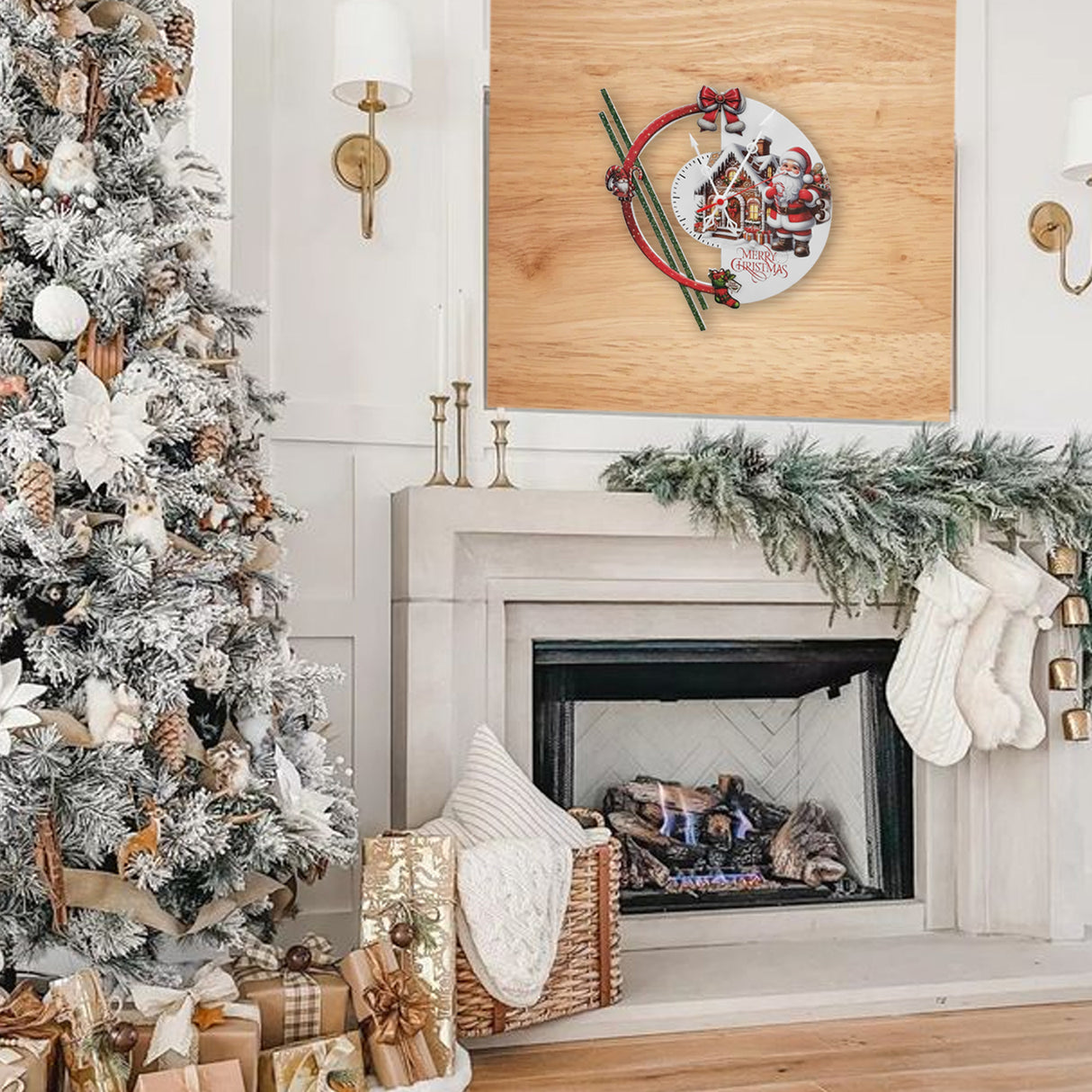 Reloj de Pared Papá Noel Rojo y Blanco 34x30cm Circular Analogo de Baterias - RELOJES | Bylmo