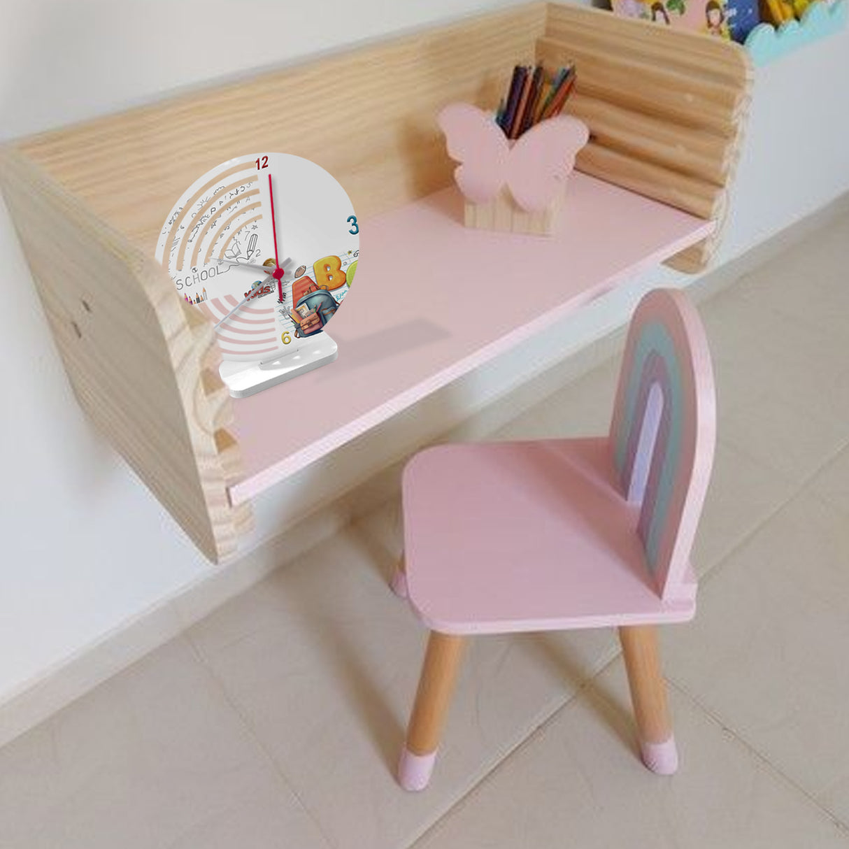 Reloj de Mesa Esco ABC Blanco 21x21cm Circular Analogo de Baterias - RELOJES | Bylmo