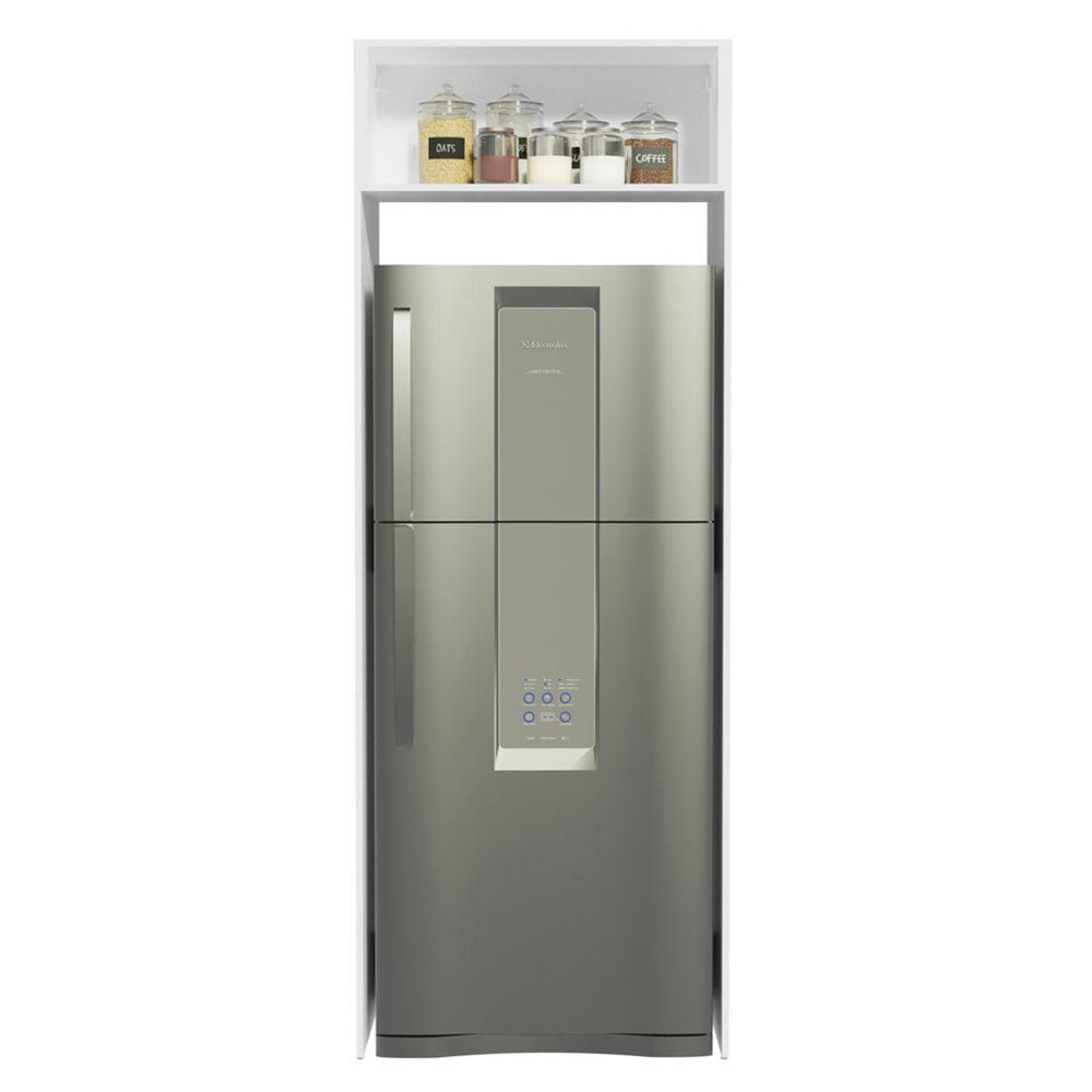 Mueble Auxiliar para Nevera Glamy Blanco 83x225cm con Dos Compartimientos - BARRAS Y MUEBLES AUXILIARES | Bylmo