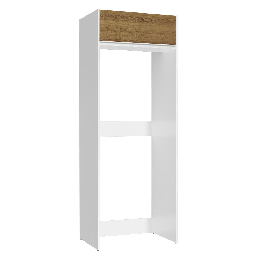 Mueble Auxiliar para Nevera Glamy Blanco y Marron 83x225cm con Dos Compartimientos - BARRAS Y MUEBLES AUXILIARES | Bylmo