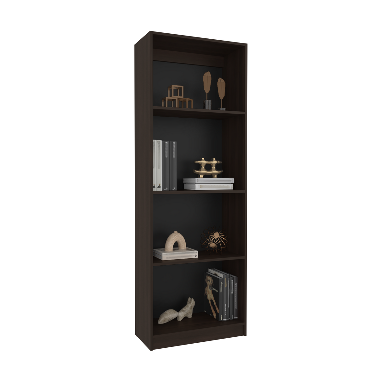 Estantería Home Nogal 62.8x180.6cm Rectangular con Tres Entrepaños y Cuatro Compartimientos - BIBLIOTECAS Y ESTANTERIAS | Bylmo