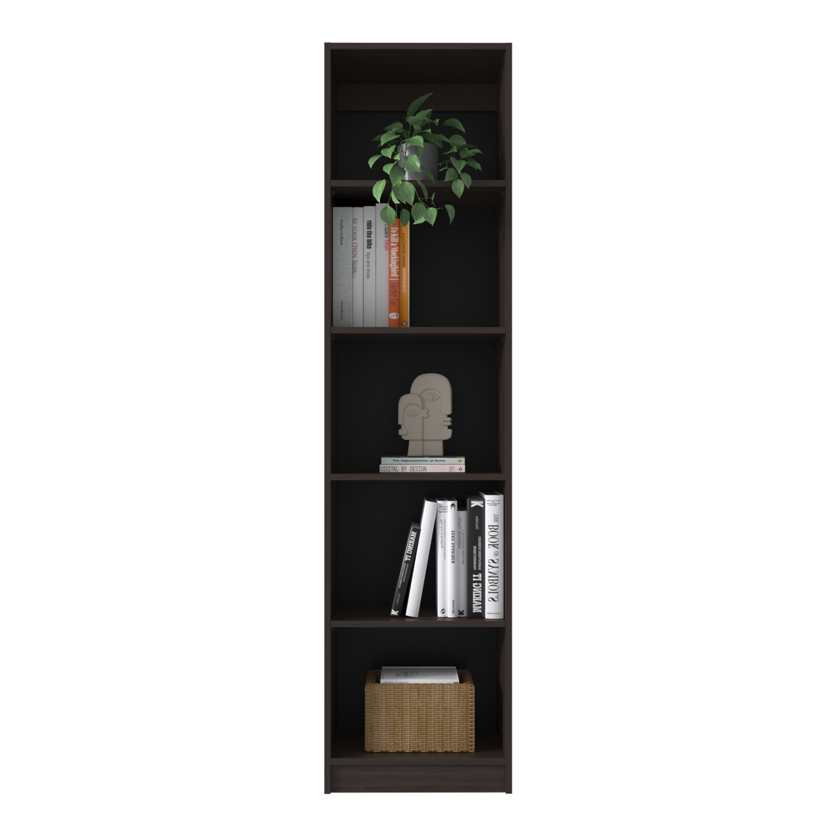 Estantería Home Nogal 45x180.6cm Rectangular con Cuatro Entrepaños - BIBLIOTECAS Y ESTANTERIAS | Bylmo