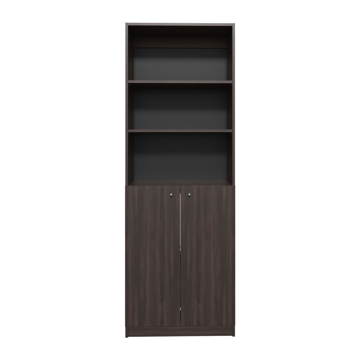 Estantería Home Nogal 62.8x180.6cm Rectangular con Tres Entrepaños y Dos Puertas - BIBLIOTECAS Y ESTANTERIAS | Bylmo