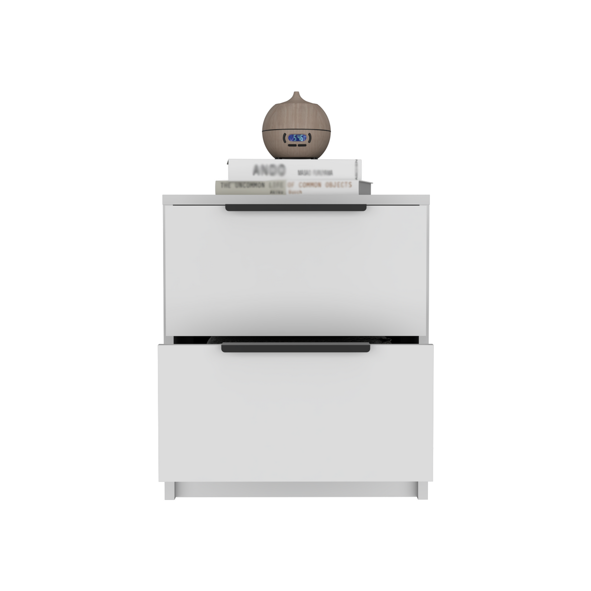 Mesa de Noche Kaia Blanco 41x48cm con Dos Cajones - MESAS DE NOCHE | Bylmo