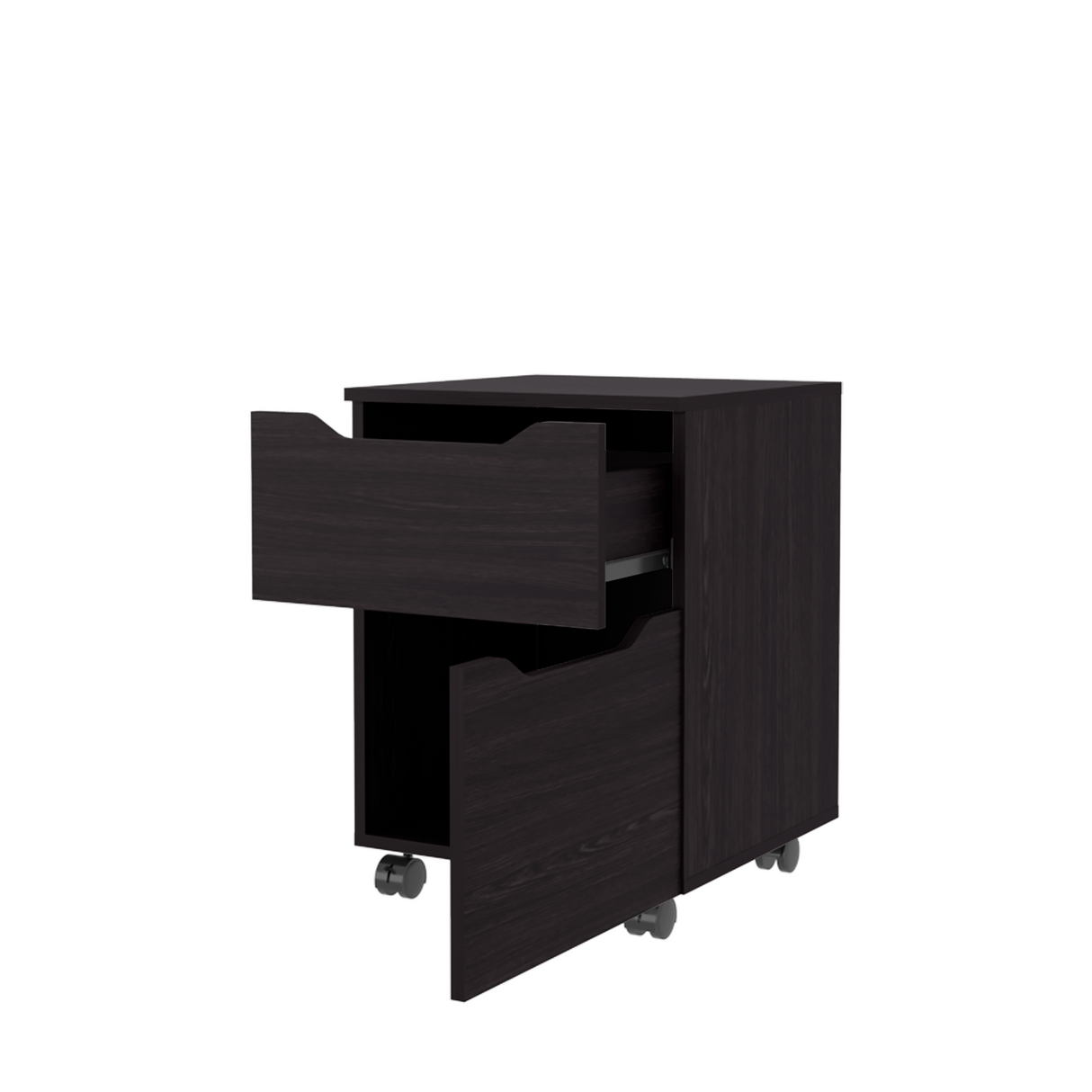 Mesa de Noche Ethan Wengue 42x57.6cm con Dos Cajones y con Ruedas - MESAS DE NOCHE | Bylmo