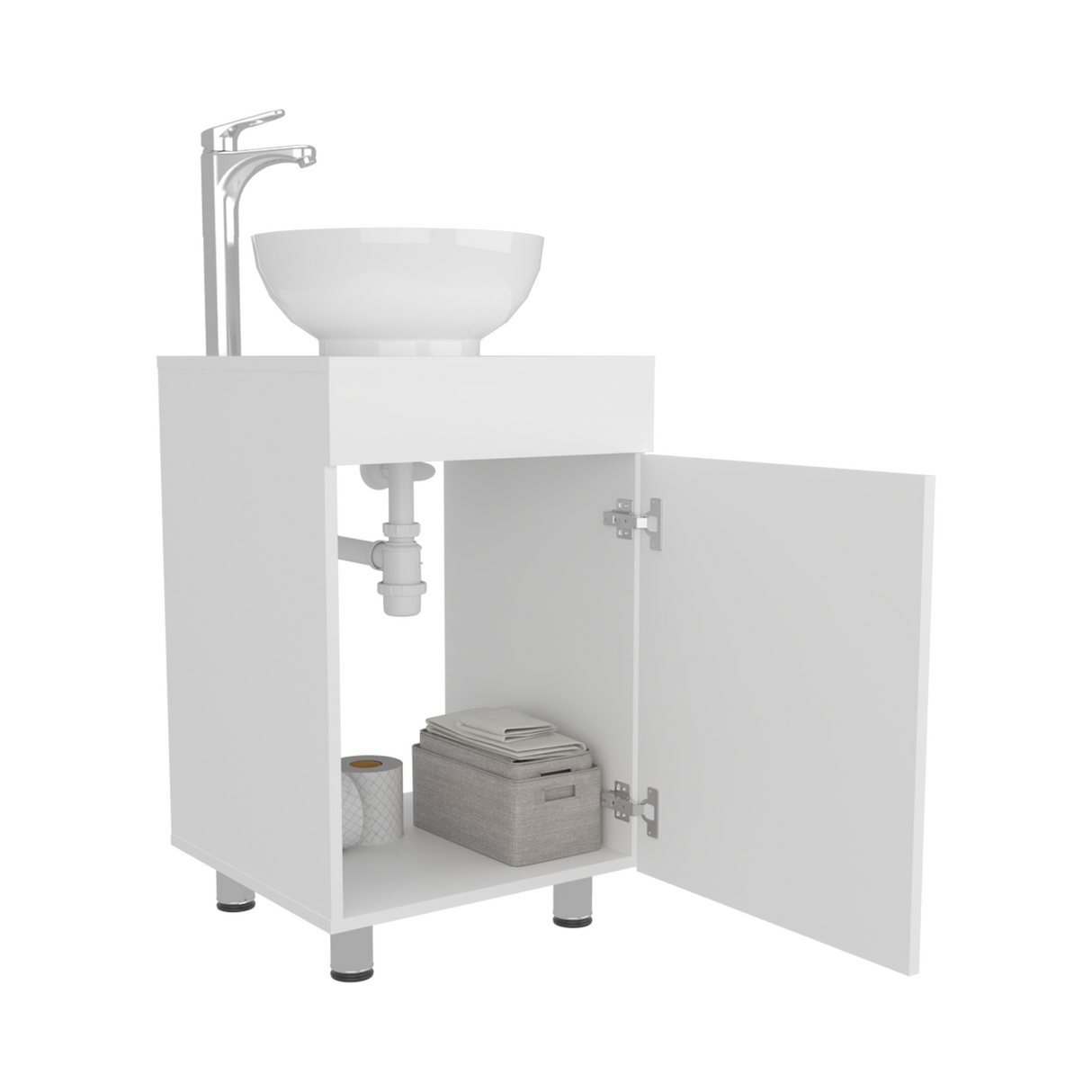 Mueble para Lavamanos Individual Tacna Blanco 45x72.3cm con Lavamanos de Vessel con Una Puerta - MUEBLES PARA LAVAMANOS | Bylmo