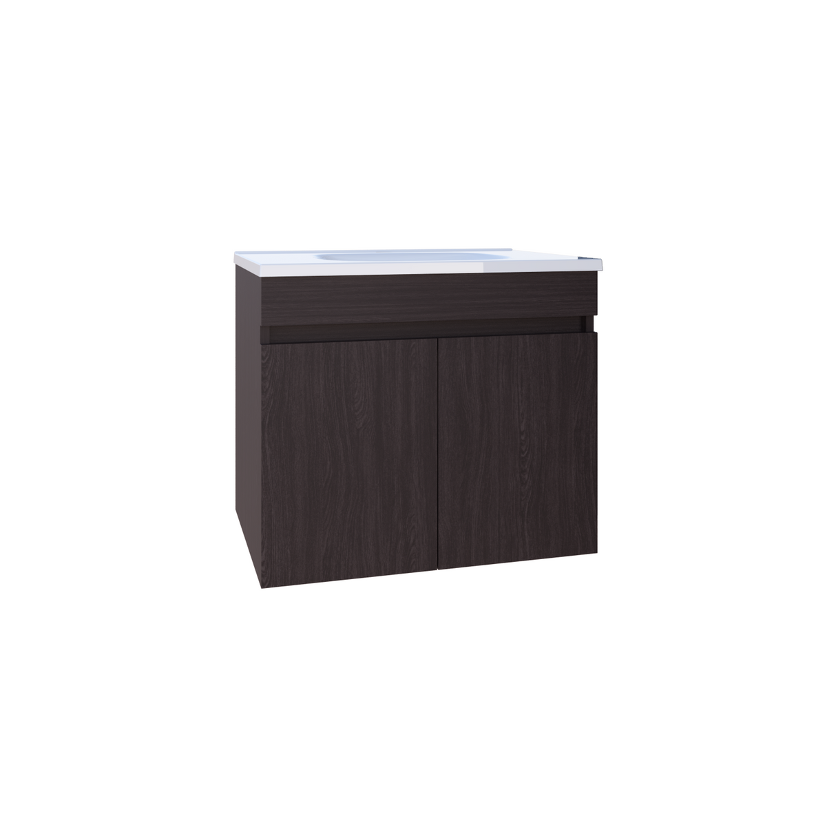 Mueble para Lavamanos Indivudual Chaux Wengue 59x50cm Flotante con Lavamanos de Sobreponer con Dos Puertas - MUEBLES PARA LAVAMANOS | Bylmo