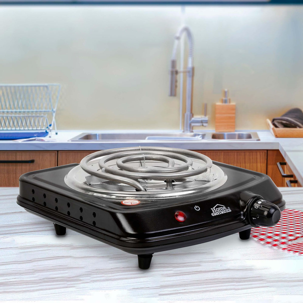 Estufa Eléctrica Negra 22x7.5cm de Un Quemador Portátil con Cinco Niveles de Temperatura - ESTUFAS | Bylmo