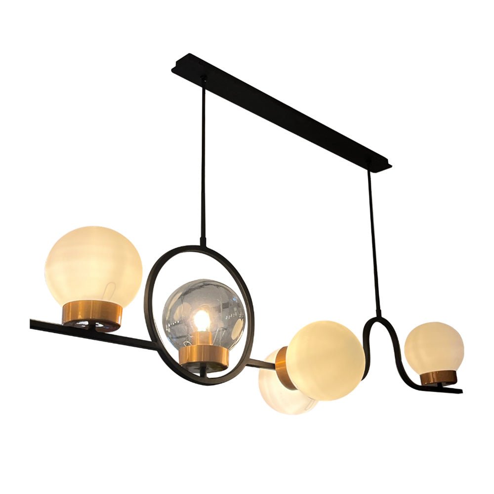 Lámpara de Techo Colgante y Ajustable Kotka Negro y Dorado 50x230cm de 5 Luces - LAMPARAS DE TECHO | Bylmo