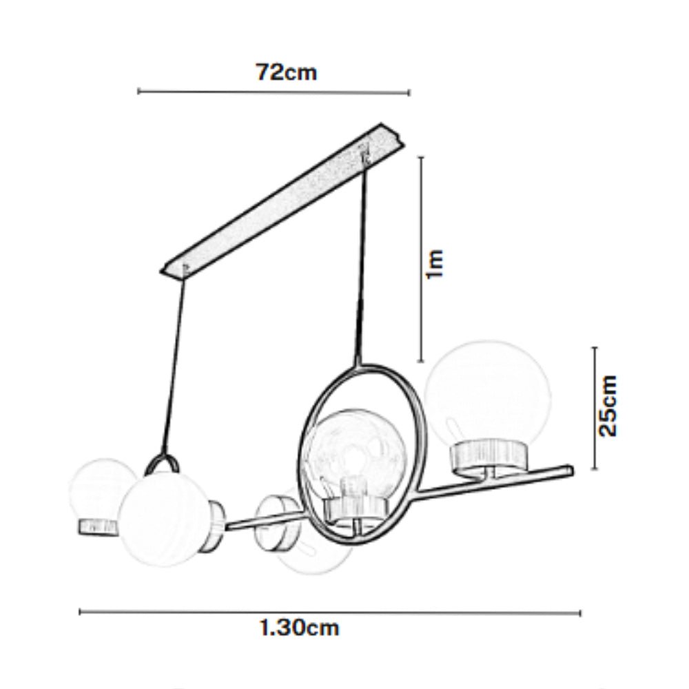 Lámpara de Techo Colgante y Ajustable Kotka Negro y Dorado 50x230cm de 5 Luces - LAMPARAS DE TECHO | Bylmo