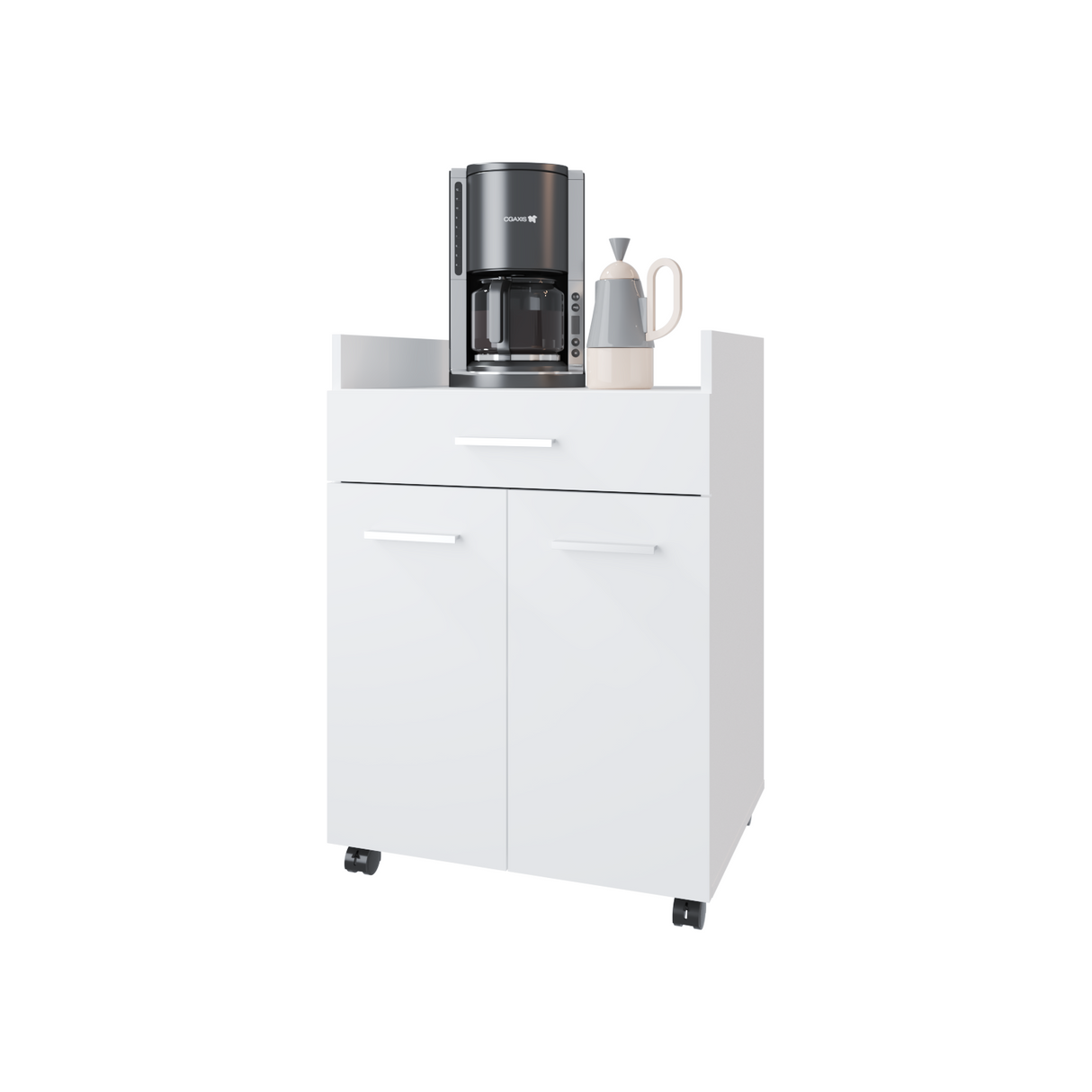 Mueble Auxiliar de Cocina Glover Blanco x47.7cm con Rodachines y con Tres Compartimientos - BARRAS Y MUEBLES AUXILIARES | Bylmo