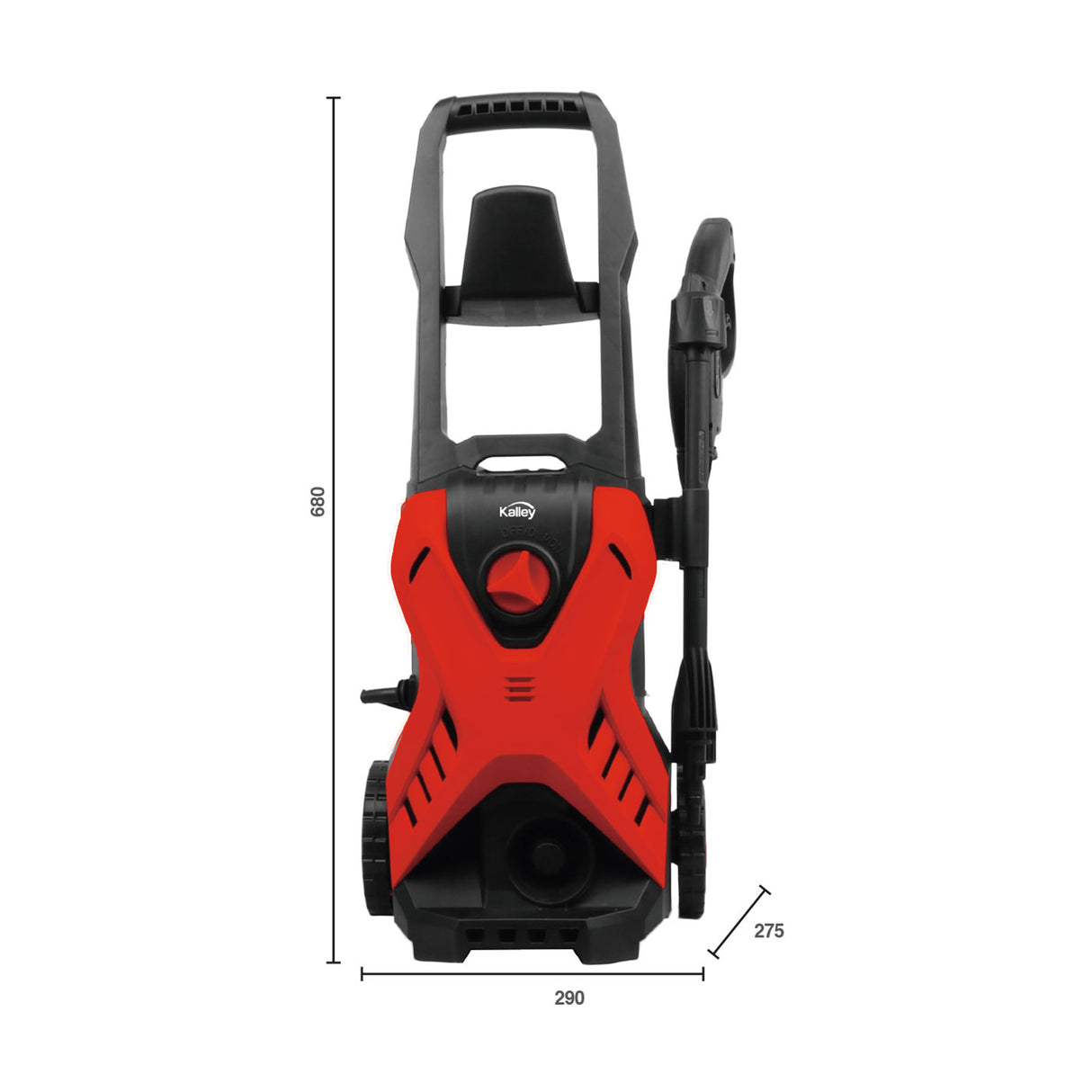 Hidrolavadora Rojo y Negro 30x68cm con Manguera de Cinco Metros y Depósito de Detergente - HIDROLAVADORAS | Bylmo