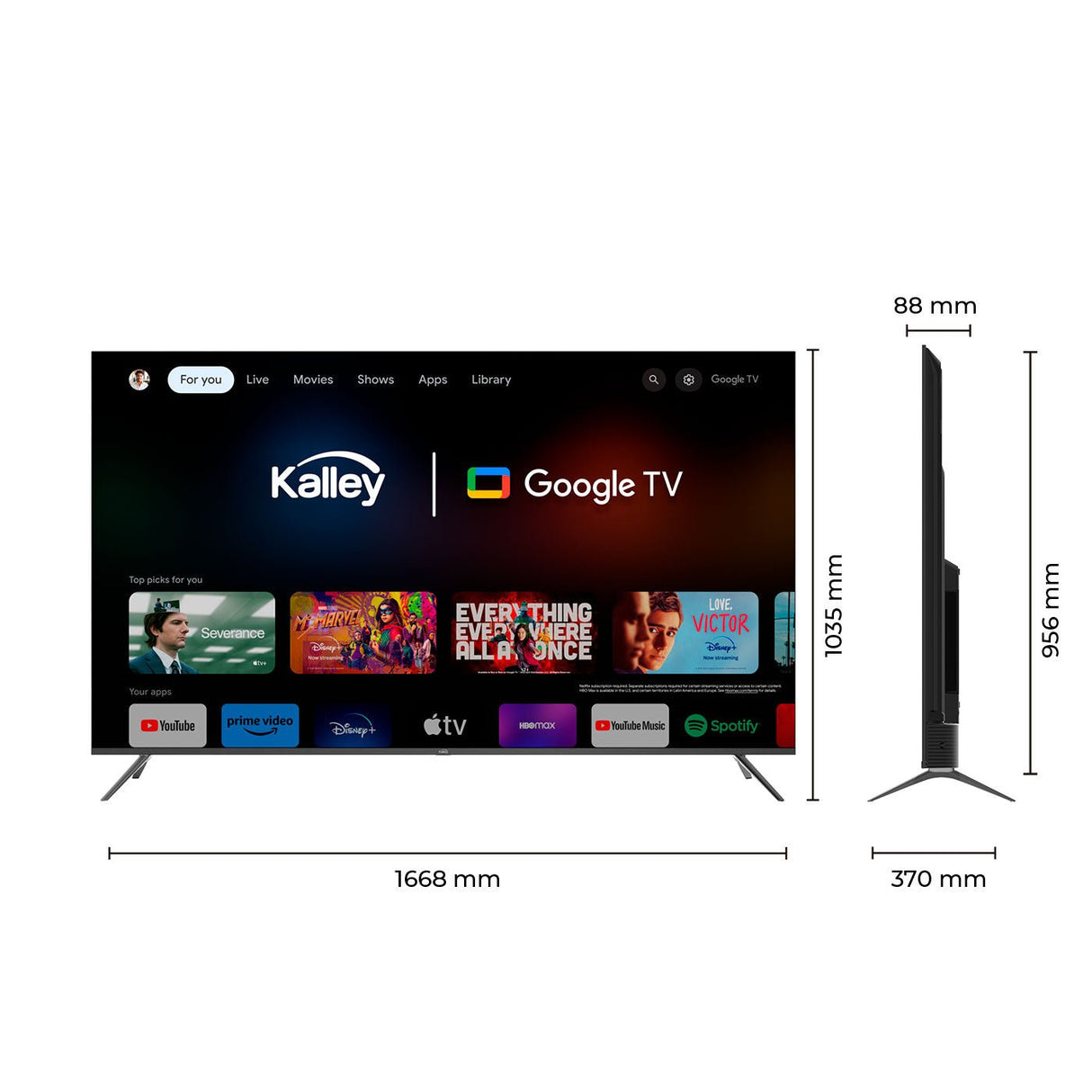 Televisor Kalley Smart QLED 4K 70 Pulgadas Google Negro 173x103cm con Wifi Integrado y con Bluetooth - TELEVISORES | Bylmo