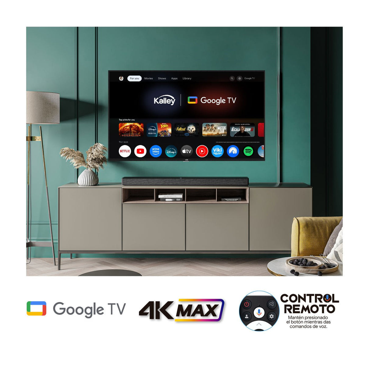Televisor Kalley Smart LED 4K 43 Pulgadas Google Negro 107.5x64.6cm con Wifi Integrado Procesador con IA y con Bluetooth - TELEVISORES | Bylmo