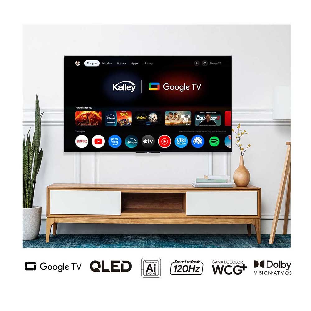 Televisor Kalley Smart QLED 4K 55 Pulgadas Google Negro 135x83cm con Wifi Integrado y con Bluetooth - TELEVISORES | Bylmo