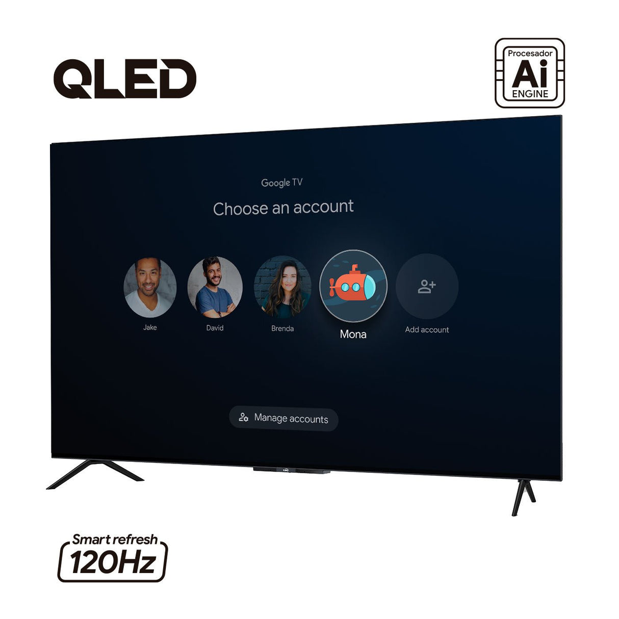 Televisor Kalley Smart QLED 4K 55 Pulgadas Google Negro 135x83cm con Wifi Integrado y con Bluetooth - TELEVISORES | Bylmo