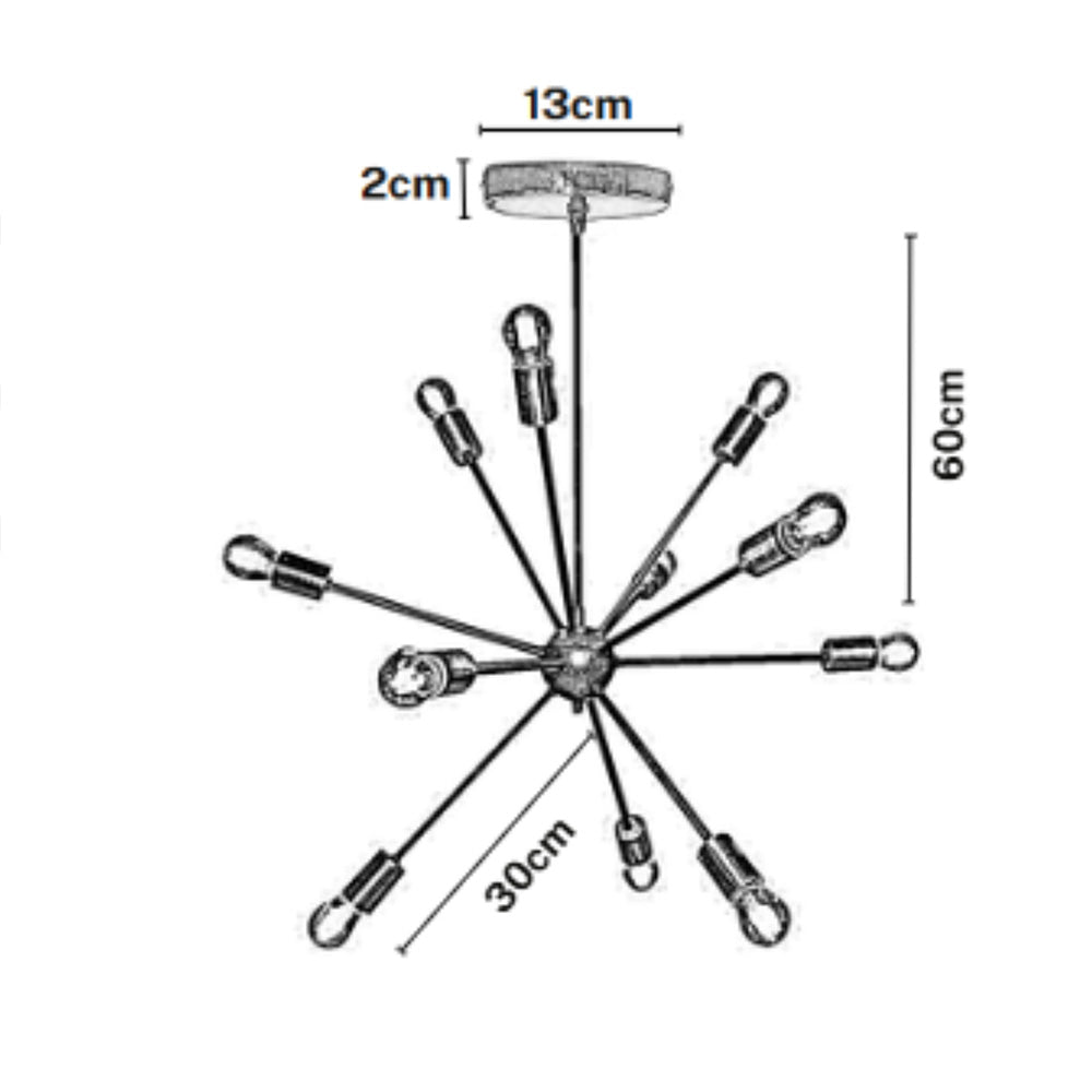 Lámpara de Techo Led Átomo Dorado y Negro 13x60cm Ajustable de Doce Luces - LAMPARAS DE TECHO | Bylmo
