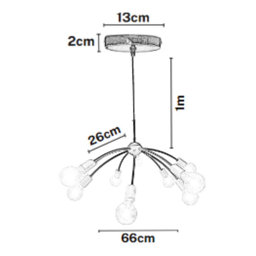 Lámpara de Techo Led Átomo Dorado y Negro 66x26cm Ajustable de Diez Luces - LAMPARAS DE TECHO | Bylmo