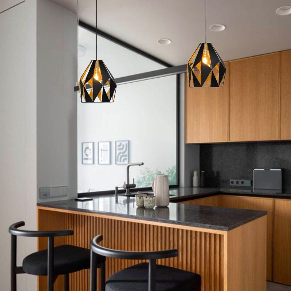 Set x 2 Lámparas de Techo Led Negro y Dorado 20x28cm Ajustable de Una Luz - LAMPARAS DE TECHO | Bylmo