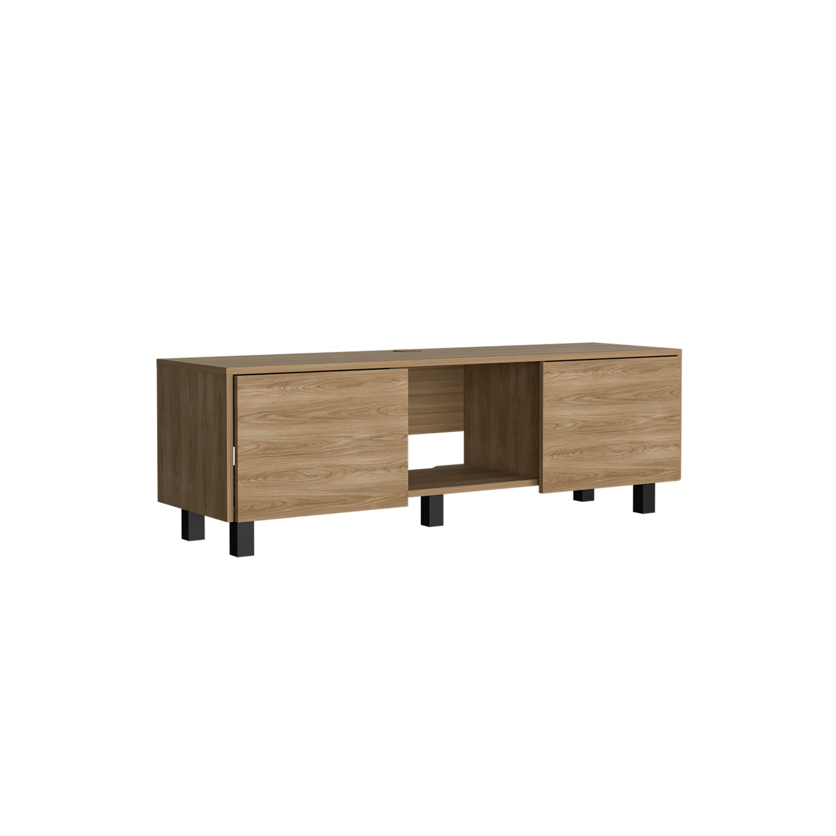 Rack de TV Lazio Fresno Europeo 126.3x41.2cm para TV Hasta 75 Pulgadas sin Cajones y con Ranuras para Cables - MUEBLES DE TV | Bylmo