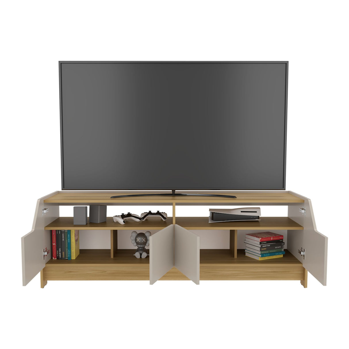 Rack de TV Holt Fresno Europeo y Capri 163x56cm para TV Hasta 50 Pulgadas sin Cajones - MUEBLES DE TV | Bylmo