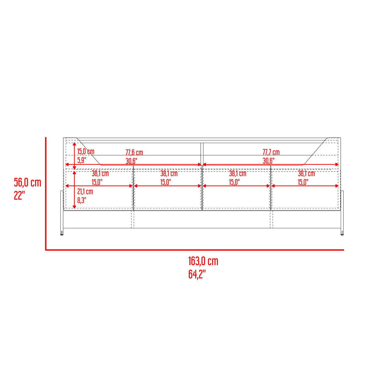 Rack de TV Holt Fresno Europeo y Capri 163x56cm para TV Hasta 50 Pulgadas sin Cajones - MUEBLES DE TV | Bylmo