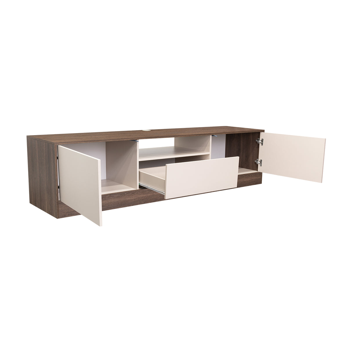 Rack de TV Niles Milan y Capri 200x50cm para TV Hasta 75 Pulgadas con Un Cajón y con Ranuras para Cables - MUEBLES DE TV | Bylmo