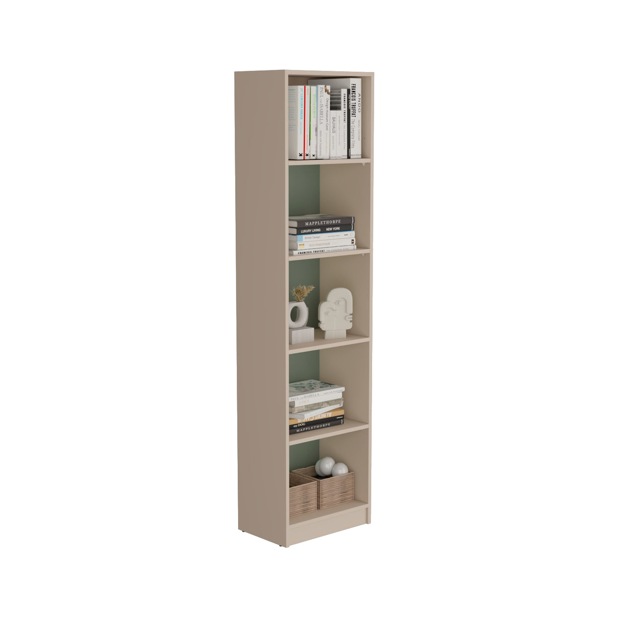 Estantería Upton Capri y Agave 45x180.6cm Rectangular con Cuatro Entrepaños - BIBLIOTECAS Y ESTANTERIAS | Bylmo