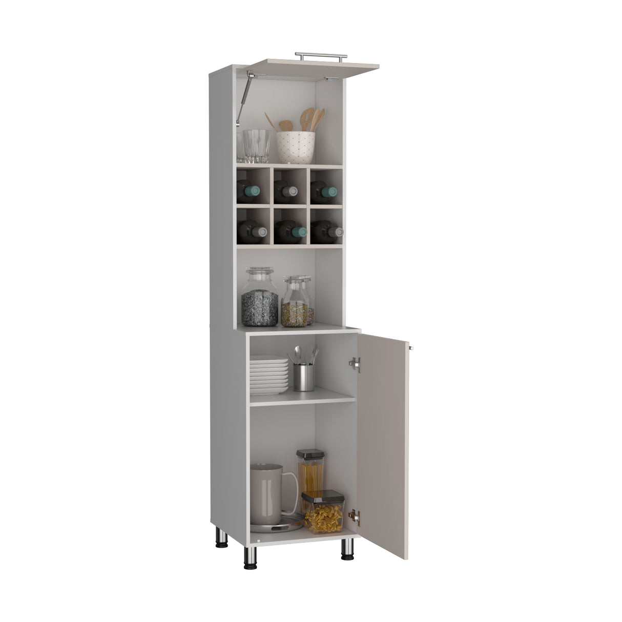 Alacena Attica Blanco y Capri 50x204cm con Dos Puertas y con Patas - ALACENAS Y MUEBLES MICROONDAS | Bylmo