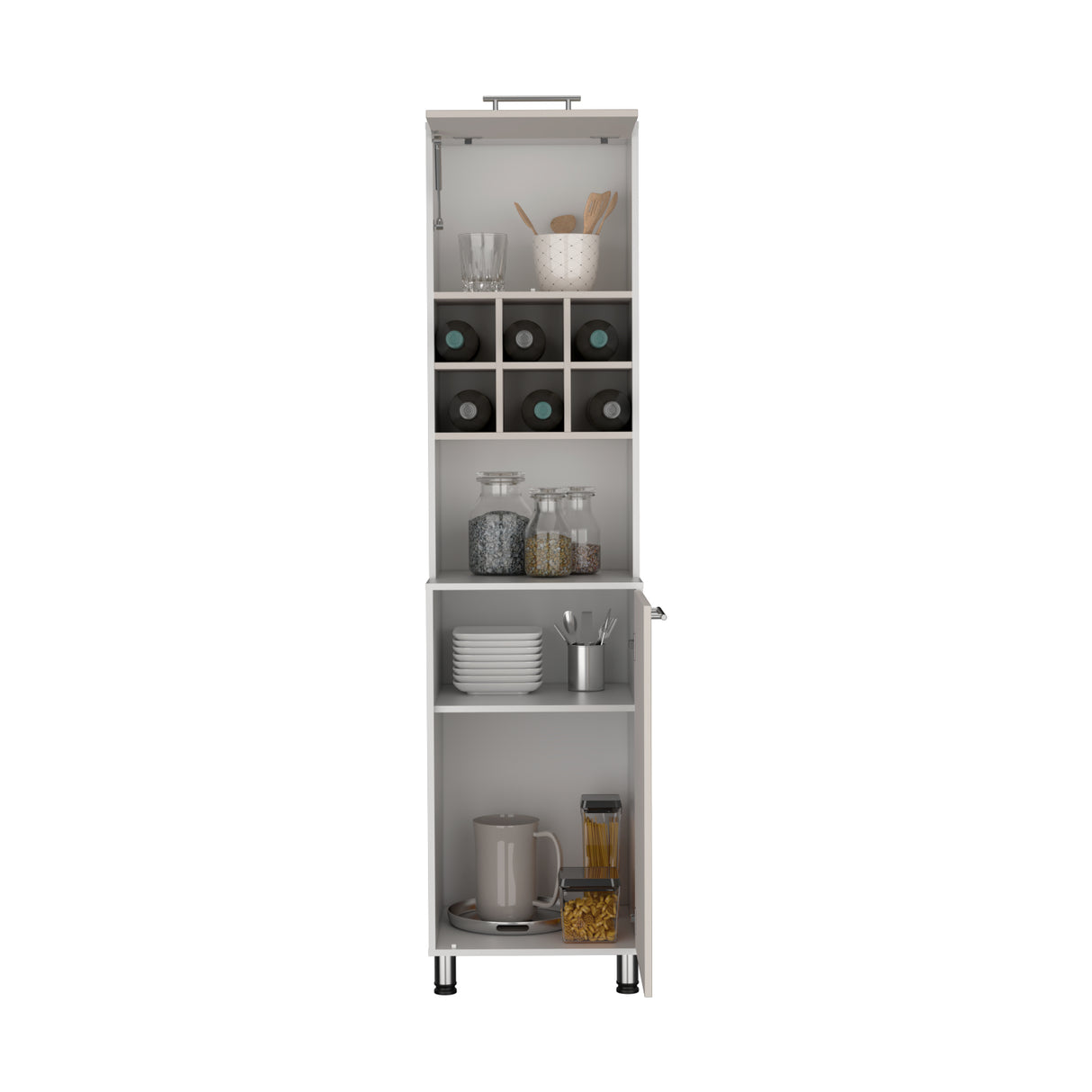 Alacena Attica Blanco y Capri 50x204cm con Dos Puertas y con Patas - ALACENAS Y MUEBLES MICROONDAS | Bylmo